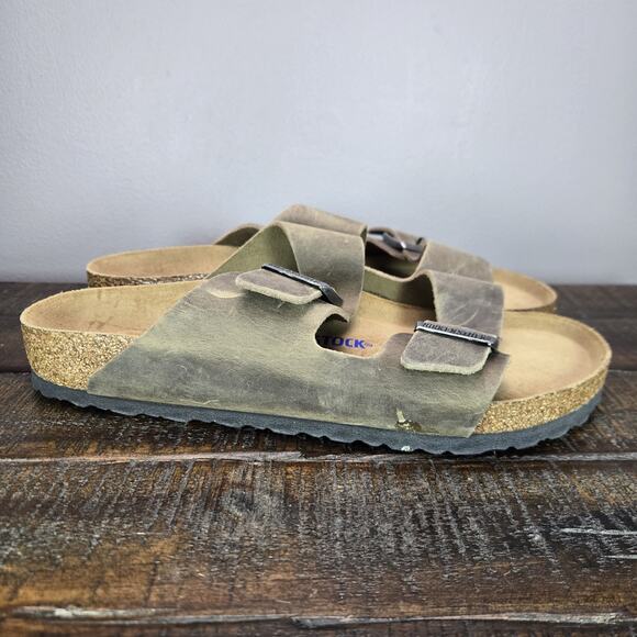 Birkenstock Arizona Mens Size 10 Regular Strap Slides Sandal Brown Leather EU 43 - Picture 1 of 11